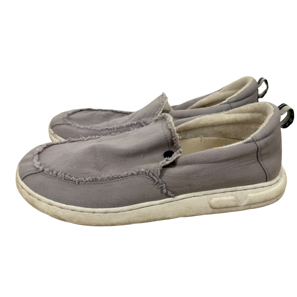 Vionic Beach Seaview Gray Canvas Frayed Slip On Sneakers Womens 9.5 Orthotic